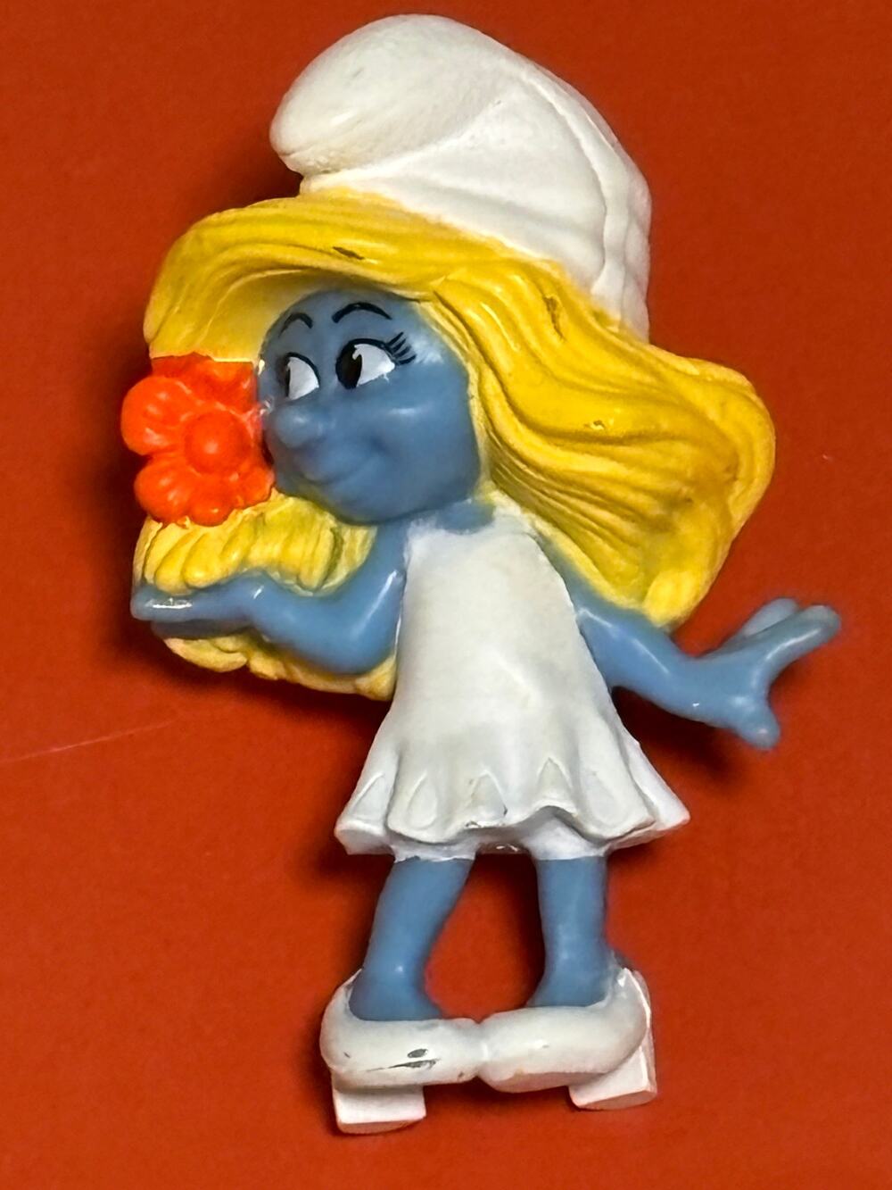 The Smurfs Smurfette W/ Orange Flower  3” Action Figure 2011 PVC Peyo Toy McD’s